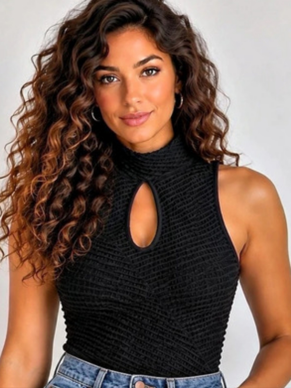 Marcianno Black Keyhole Knit Top Size XS